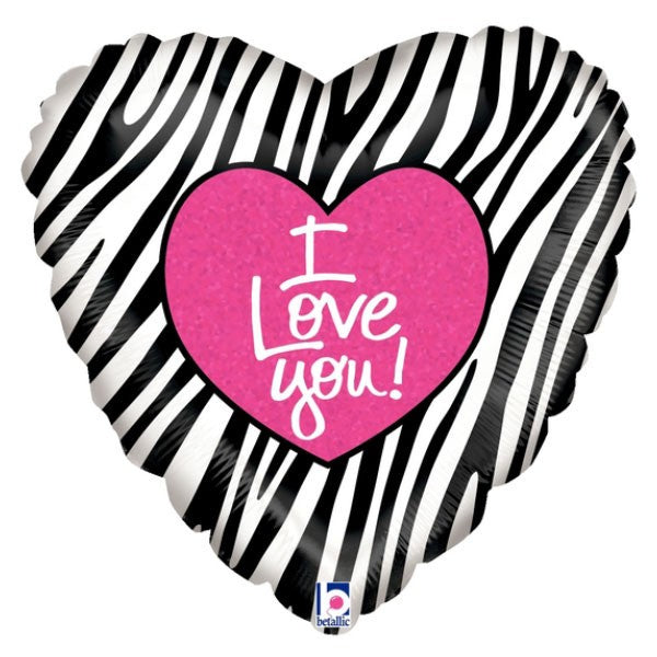Folie ballon I Love You Zebra