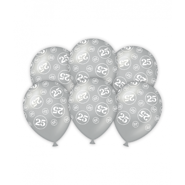 Ballonnen bedr. 25 jaar Getrouwd 6 stuks