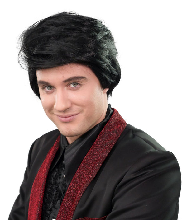 Heren pruik Schlagerster Roy zwart