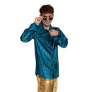 Shiny Disco Shirt/Hemd turquoise