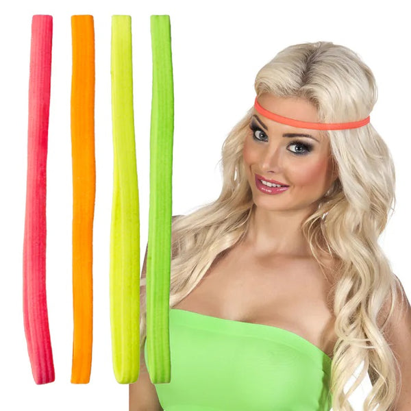 Elastieke haarbandjes set neon 4st