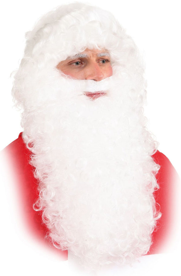 Kerstman Pruik Baard Luxus natuurlijk wit