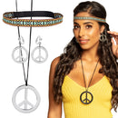 Hippie set (hoofdband, oorbellen en ketting)