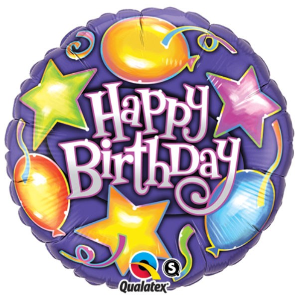 Folie ballon Happy Birthday Stars & Balloons