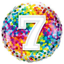 Folie helium ballon 7 jaar rainbow dots
