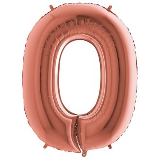Folie Cijfer ballon 34"/86cm 0-9 Rosé goud, wordt met helium gevuld verstuurd