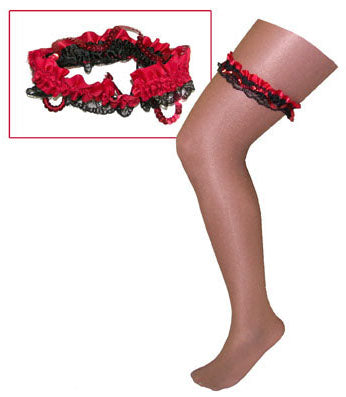 Kousenband rood/zwart