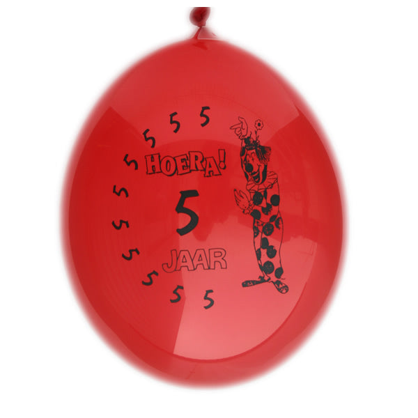 Ballonnen bedrukt 5. 10 stuks assorti kleuren