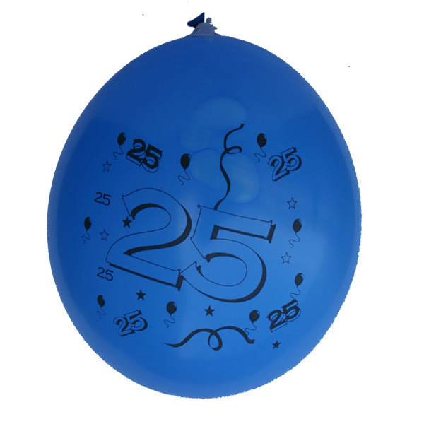 Ballonnen bedrukt 25.  10 stuks in assorti kleuren
