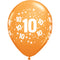 Ballonnen rondom bedrukt met '10', 5 stuks