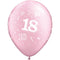 Ballonnen rondom bedrukt met '18', 5 stuks