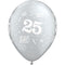 Ballonnen zilver rondom bedrukt met '25' , 5 stuks