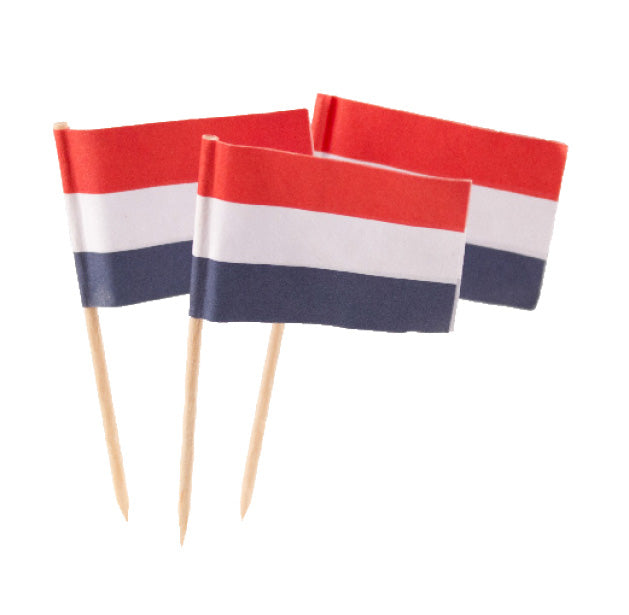 Vlagprikkertjes Nederland rood, wit, blauw 50 stuks