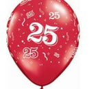 Ballonnen rondom bedrukt met '25', 5 stuks