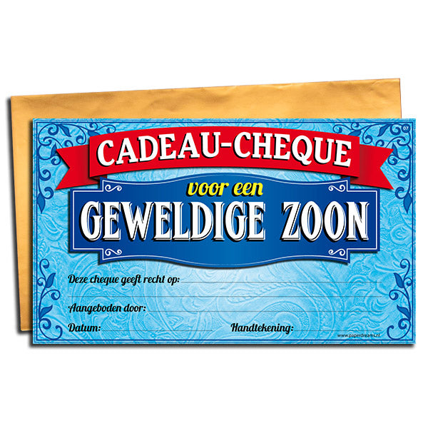 Cadeau-cheque Geweldige  Zoon