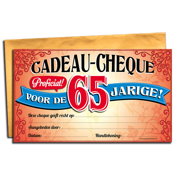 Cadeau-cheque  65 Jarige