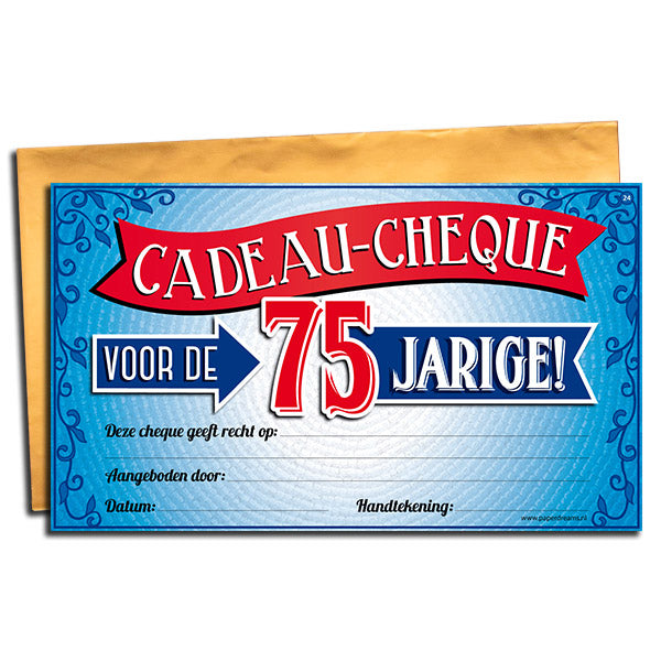 Cadeau-cheque 75 Jarige