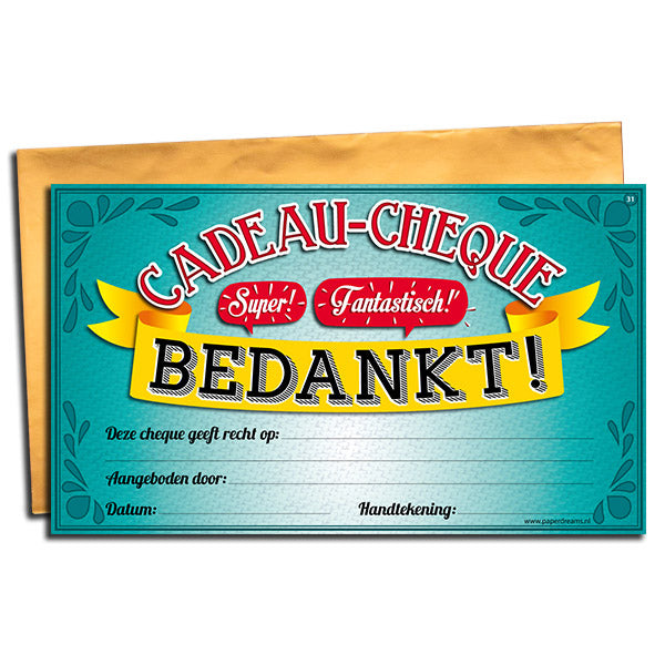 Cadeau-cheque Bedankt