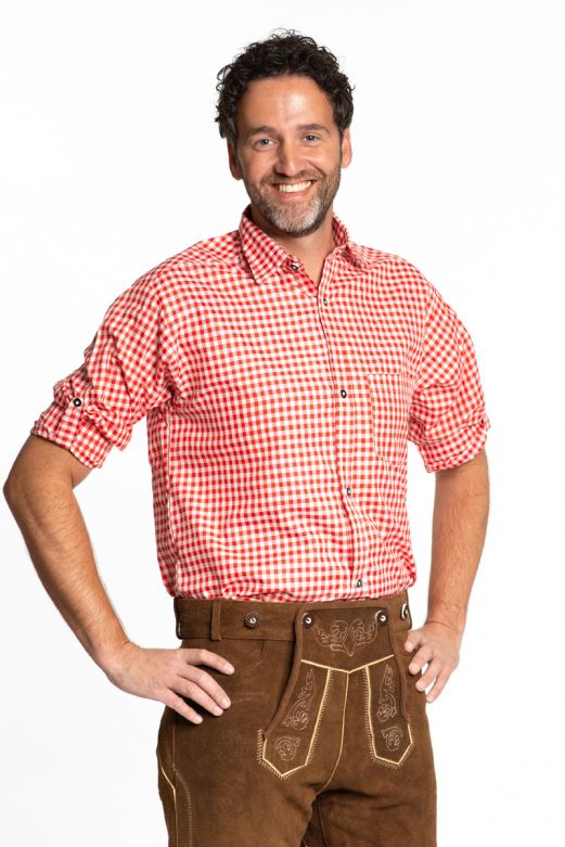 Cowboy / Tiroler overhemd rood-wit geruit