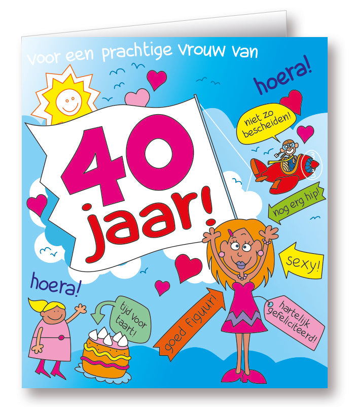 Kaart Cartoon vrouw 40 jaar