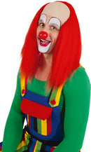Clownspruik kaalkop met lang rood haar