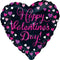 Folieballon 18" Happy Valentine's Day zwart-roze gevuld met helium en met doos