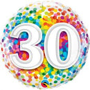 Folie helium ballon 30 jaar rainbow dots