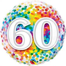 Folie ballon 60 jaar rainbow dots