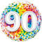 Folie helium ballon 90 jaar rainbow dots