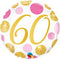 Folie helium ballon 60 jaar roze en gouden stippen