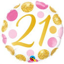 Folie ballon 21 jaar roze en gouden