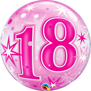 Bubble helium ballon 18 jaar Sparkle roze