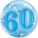 Bubble helium ballon 60 jaar Sparkle blauw