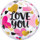Bubble helium ballon Love You hearts