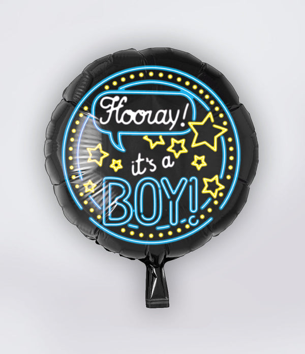 Folie helium ballon Neon Hooray it's a Boy