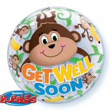 Bubble helium ballon Get Well Soon Monkeys