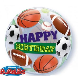 Bubble helium ballon Happy Birthday Sport Balls