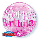 Bubble helium ballon Happy Birthday ster roze