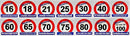 Verkeersbord / Huldeschild 16, 18, 21, 25, 30, 40, 50, 60, 65, 70, 80, 90 en 100