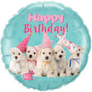 Folie helium ballon Happy Birthday puppies