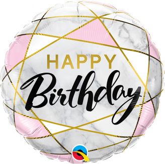 Folie helium ballon Happy Birthday marble