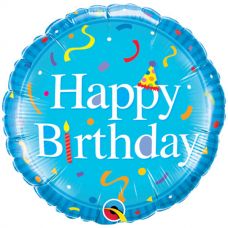 Folie helium ballon Happy Birthday blue