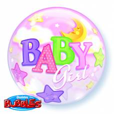 Bubble helium ballon Baby Girl sterren