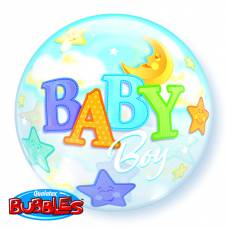 Bubble helium ballon Baby Boy sterren