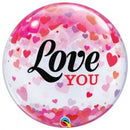 Bubble helium ballon Love You confetti hearts