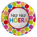 Folie helium ballon Hiep Hiep Hoera stippe