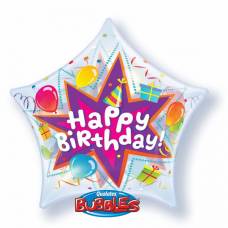 Bubble helium ballon Happy Birthday Star