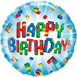 Folie helium ballon Happy Birthday blokken
