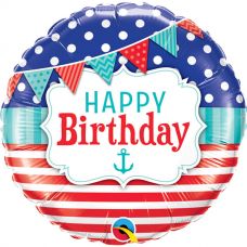 Folie helium ballon Happy Birthday marine
