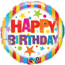 Folie helium ballon Happy Birthday stripes